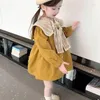 Girl Dresses Baby Boll Collar Trench Sliose Trench 2023 primavera autunno Corea Bow Princess Dress Girls Girls Kids for Kids For