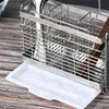 Stainless Steel Chopsticks Holder Hanging Kitchen Cutlery Drying Rack with Hooks Wall Mounted Spoon Fork Organizer Knife Stand 231221