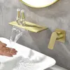 Badkamer wastafelkranen messing waterval kraan wandmontage luxe koperen koud water wastafel hoge kwaliteit lavabo kraan