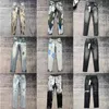Lila Designer-Herren-Jeans von Ksubi Jens, zerrissen, gerade, normale Jeans, Hip-Hop-Taille, verwaschen, alte, lange, schwarze, gestapelte Jeans