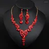 Collier Boucles d'oreilles Set African Crystal Multicolors Flower Pendant Drop Women Bridal Bridal Jewelry déclaration de bijoux