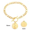 Pendentif Colliers Disque Coin Cadenas Charm Bracelet Figaro Chaîne Pour Femmes Hommes Amant En Acier Inoxydable Cubain Curb Basic Pulseras Mujer