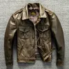 Men's Jackets British Uncoated Dye Penetration First Layer Cowhide Leather Jacket Military Style Real Fall Winter Coat