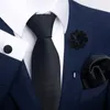 Cravates de luxe jaune solide cravates en soie pour hommes mouchoir boutons de manchette broche broche accessoires de mariage hommes cadeau en gros 230411
