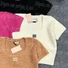 Lettres pour femmes cavalier t-shirt élégant t-tues en tricot en tricot à manches courtes à manches de luxe de luxe, chemises