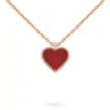 Doce coração pingente colar designer jóias amor colares quatro folhas trevo prata esterlina rosa ouro vermelho colar em forma de coração 338y