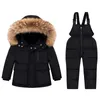 Boy Baby Overalls Winter Down Jacket Jumpsuit Warm Kids Parka Hooded Coat Child Snowsuit Snow Toddler Girl Clothing Set 231221