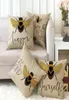 EN SIDA PRINT CUDION COVER LINEN CULDOW COVER FÖR HOME SOFA SEAT Kasta söt vintage dekoration 45x45cm Bee Insect1232763