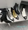 2023 Leather Chelsea Boots Women Slip On Sexy Pointy Toe Stretch Ankle Boots