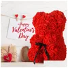 Couronnes de fleurs décoratives ours roses cadeaux de décoration de la Saint-Valentin ours en peluche avec boîte pour petite amie anniversaire anniversaire Gi Dhd0J