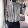 Mannen Lente Hoge Kwaliteit Plaid Casual Sweatshirt Mannelijke Slim Fit Mode Stand Kraag Rits Ontwerp Jassen 3XL M 231220