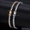 Bracelets de tennis bijoux 5 mm 4 mm m Iced Bracelet en diamant zircone triple serrure hiphop 1 rangée cubique pour hommes gouttes 2021 87GHN244C