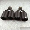 Muffler Y Style Outlet 92Mm Car Glossy Carbon Fiber Exhaust Pipe Tailtip Tips For Double Black Stainless Steel End Pipes Drop Delive D Dhiks