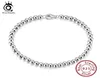 ORSA JEWELS 925 sterling zilver Italiaanse handgemaakte ronde bal kralen strandarmband 4 mm ketting voor dames 165 18 20 cm SB103 2201218702507