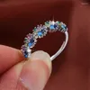 Cluster Ringen Mode Kleurrijke Kristallen Ring Voor Vrouwen Zilver Kleur Met Vrouwelijke Charme Bruids Bruiloft Sieraden Cadeau