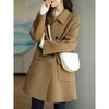 Wollen jas dames herfst en winter middele lengte knie over haver kleur Koreaanse massieve fleece jas voor warmte retentiejas 231221