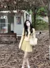 ツーピースドレスディープタウン韓国スタイル冬2ピースドレス女性Y2Kかわいい長いコルセットミニWドレスセット