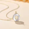 Kedjor 925 Sterling Silver Necklace Round Circle Pendant For Women Elegant clavicle Trendy Retro Geometric Wedding Jewelry