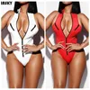 Usar IASKY 2018 Sexy alta corte maiô de uma peça com zíper frontal terno de natação para mulheres Swimwear tanga Maiô feminino Monokini