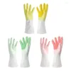 Disposable Gloves 1Pair Reusable Waterproof Household Dishwashing Cleaning Rubber Non-Slip T21C