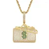 Ожерелья с подвесками, персонализированные и креативные блестящие цирконовые инкрустированные доллары, маленькая сумка, очаровательное ожерелье для мужчин и женщин, трендовые ювелирные изделия в стиле хип-хоп, подарок