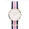 36MM Simple Womens Watches Accurate Quartz Ladies Watch Comfortable Leather Strap or Nylon Band Students Wristwatches Casual Style181Z