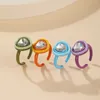 Cluster Rings 2023 Korean Heart For Women Cute Par Gift Chunky Ring Colorful Emamel Jewelry Wholesale