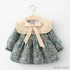 Girl's jurken 2023 Winter Kinderslijtage Girl's Spring en herfst Nieuwe jurk met lange mouwen Baby Girl Baby Flower Princess Dress