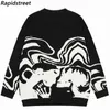 Heren truien vintage gebreide truien streetwear y2k grunge hiphop schedel skelet jumpers mannen harajuku casual punk gothic pullover unisex j231220