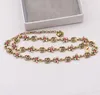 Designer Luxury 18k Gold Plated Long Pendant Halsband Högkvalitativa varumärkesbokstäver Crystal Pearl Necklace Links Kedjor Älskare Gifts smycken