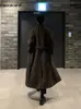 Mauroicardi Autumn Winter Long Casual Brown Black Soft Thick Warm Woolen Coat Men Sashes Luxury Designer Plus Size Overcoat 5XL 231221