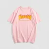 Summer Yeni Erkekler T-Shirt Thrasher2024 Flame Leisure Sports Top Batch