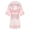 Damska odzież sutowa różowa panna młoda ślub ślub krótka szata w kąpiel kobiecie Kimono Yukata koszulki nocne Lady Sleepshirts Pajama Nigama Nightdress