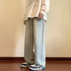 2023 mäns jeans raka ben byxor koreanska gatan mode lös och hopfällbar japansk stil 231220