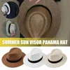 Chapéus de aba larga Chapéus de balde Novo Chapéu de palha do Panamá Natural Homens Mulheres Mulheres Moda de Verão Casual Trendy Beach Sun Jazz Hat Wide Brim Protection UV Cappl231221