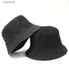 Breite Krempe Hüte Eimerhüte schwarze feste Punkte Eimer Hut zwei Seiten tragen Unisex einfache Bob -Kappen Hip Hop Gorros Männer Frauen Panama Cap Beach Fischerei Boone Sunhatl231221