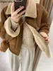 Maillard Style Motorcycle Suit Suit Lamb Wool Wool Winter Winter Shicked Warm Short Lose Discual Success Closey 231221