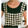 Navel Bell Button Rings Fashion Body Chain Jewelry Girls Red Rose Mail Flower Harness Top Women Daisy Chainmail 230130 Drop Deliver Ottn3