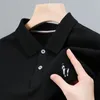 Polos masculinos algodão polo camisa 2023 verão lapela embroid impressão manga curta coreano tendência de negócios moda coagulação