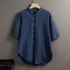 Chemises de linge décontractées pour hommes 2023 t-shirt à manches courtes chinois