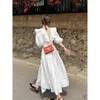 Partykleider 2023 Kleid Damen Sommerrobe Pilzkante Mittellanger Stil Charm Kikyo-Gruppe Frauen Weiße weibliche Kleidung