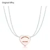 Fashion designer Necklace 925 sterling silver letter heart Pendant Necklaces Female Jewelry Exquisite Craftsmanship Classic Blue Heart Luxury women