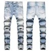 Designer Heren Amirs Jeans High Street Hole Star Patch Heren Dames Amirs Star Borduurpaneel Broek Stretch Slim-fit Broek Jean Broek 001