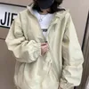 Damenjacken HOUZHOU Harajuku-Stil Jacke Koreanische Mode Streetwear Oversize Reißverschluss Mit Kapuze Vintage Y2k Windschutz Lässiger Mantel