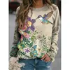 Kvinnors hoodies blomma målning 3d tryck tröjor mode blommig streetwear o-hals överdimensionerade tröjor kvinna hoodie kläder