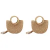 Evening Bags 2X Straw Woven Bag Handmade Rattan Vintage Retro Rope Knitted Women Crossbody Handbag With Ring Brown