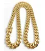 Bijoux en acier inoxydable 18 carats en or Gold High Polied Polied Cuban Link Collier Men Punk 15 mm Chaîne à double sécurité Classe de sécurité 18In8492613