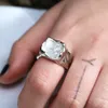 Grote diamantringen heren hiphop ring sieraden onregelmatige steen solitaire ring zwarte zilveren trouwringen voor feest