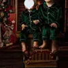Sleepwear Kids Christmas Pyjamas matchande pojkar flickor pjs barn röd sammet pyjamas set småbarn vinter pijama 231220
