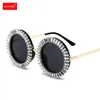 Zonnebrillen klassnum ronde luxe diamanten frame zonnebril kristal vrouwen mannen punk trendy feestje bril anti uv400